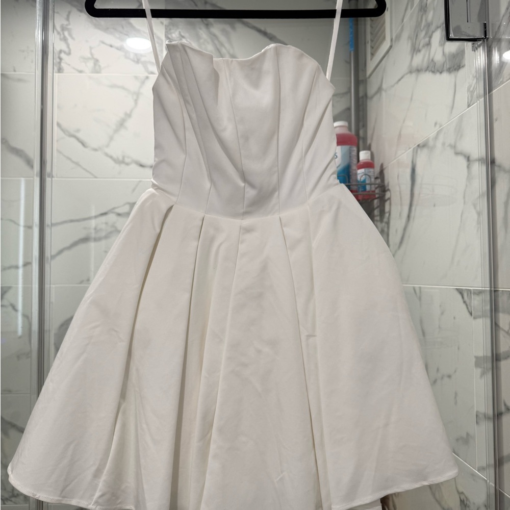 House of CB White Strapless Fit-and-Flare Dress